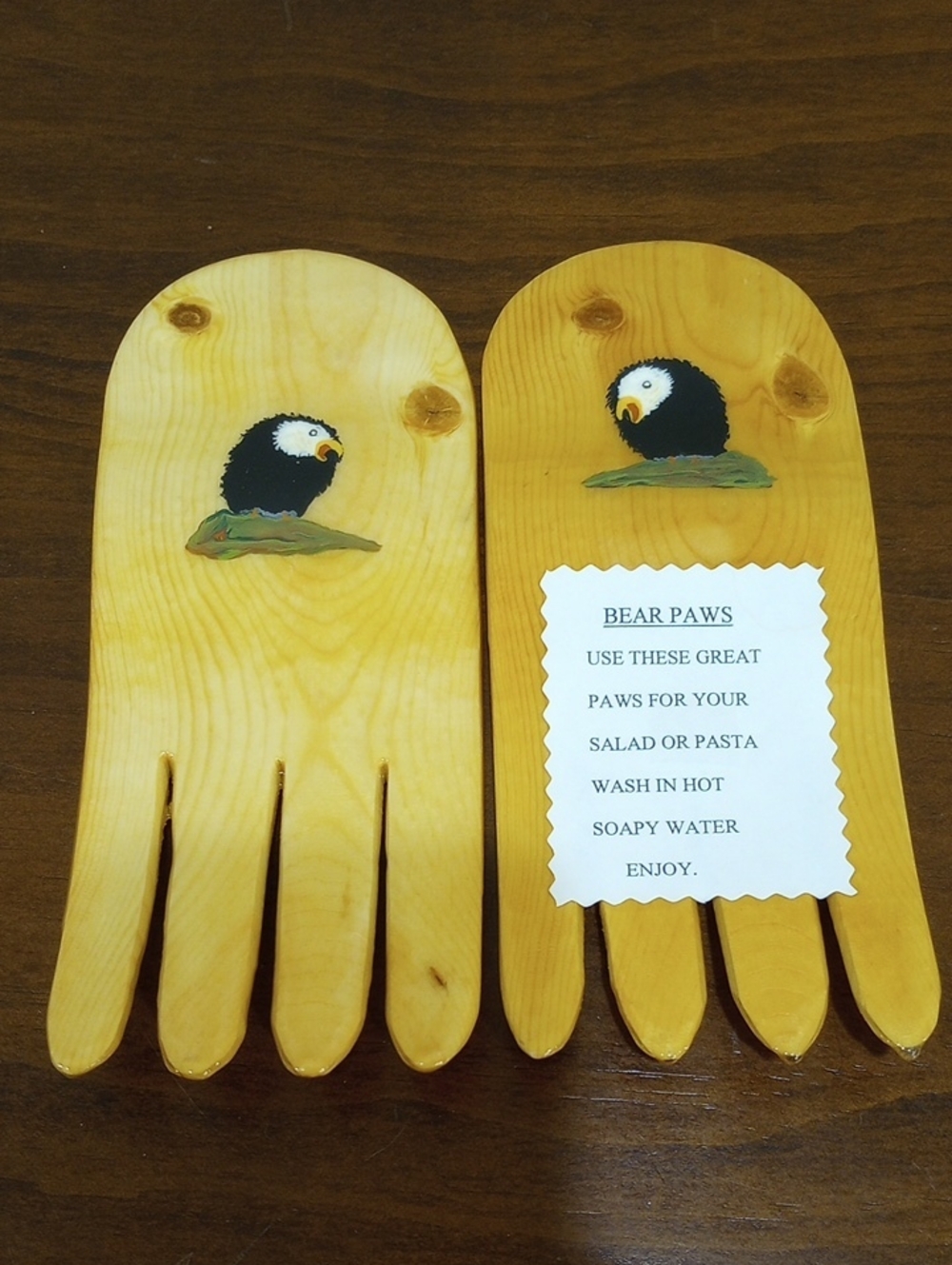 Bear Paws Salad/Pasta Forks, Spruce Wood - New!